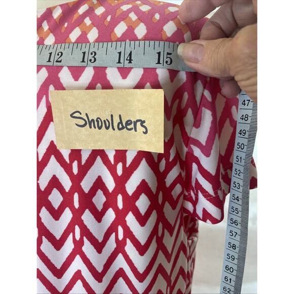 Jessica Howard XXL Hot Pink Orange Chevron Colored Summer Poly Spandex Dress EUC - Picture 7 of 12